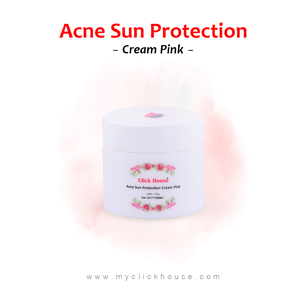 Click House Acne Sun Protection Cream Pink - Sunblock Wajah